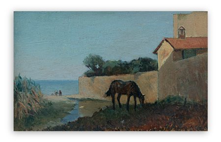 GIOVANNI MALESCI (1884-1969) - Cavallo al pascolo, 1929