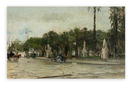 EUGENIO SCORZELLI (1890-1958) - Ingresso alla Villa Comunale (pioggia)