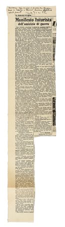 Marinetti Filippo Tommaso, Annotazione e firma autografa su articolo di...