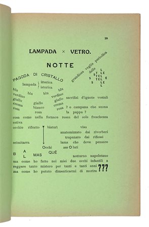 Meriano Francesco, Equatore notturno. Parole in libertà. Milano: Edizioni futuriste di Poesia, 1916. [i.e. Milano: Scheiwiller, 1982].