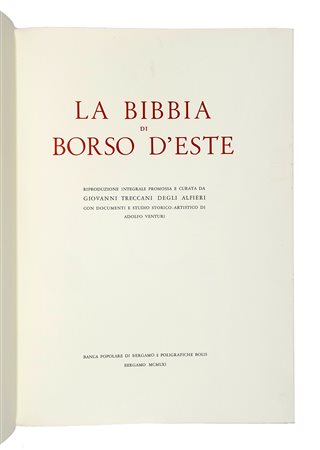 Venturi Adolfo, La Bibbia di Borso d'Este. Bergamo: Banca Popolare di Bergamo...