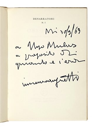 Agnetti Vincenzo, Obsoleto. Milano: All'insegna del Pesce d'oro, 1968. In-8°...