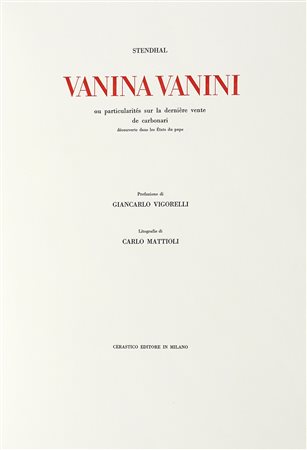 Stendhal (Beyle Henri, detto), Vanina Vanini ou particularités sur la...