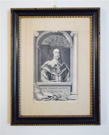 George Vertue, King Charles I after Sir Anthony van Dyck 1732 incisione cm...
