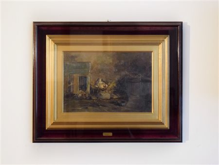 Armeno Mattioli (Vicchio di Muggello, 1920 - 2012), La chioccia 1948 olio su...