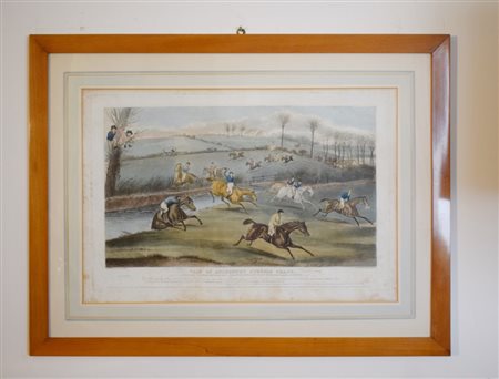 After Francis Calcroft Turner (British 1782-1846), Stampa con scene di corse...