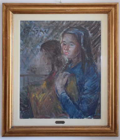 Paulo Ghiglia (Firenze 1905-Roma 1979), Figure olio su tela cm 60x50, entro...