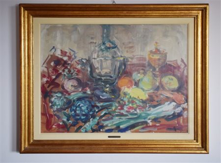 Enzo Pregno (Alessandria d'Egitto, 1898 - Firenze, 1972), Natura morta olio...