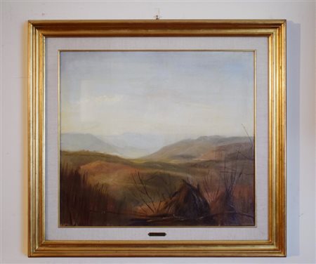 Fernando Bernardini (Parma, 1928), Colline olio su tela cm 55x51, entro...