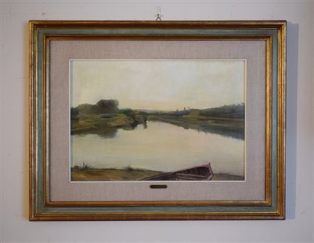 Fernando Bernardini (Parma, 1928), Fiume probabilmente olio su cartone telato...