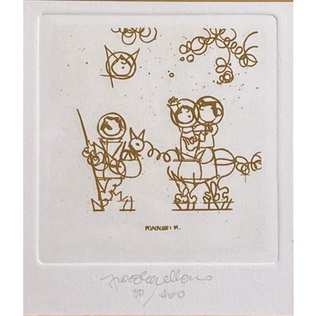 Mariano Fracalossi, incisione raffigurante la Sacra Famiglia, cm 10x10. In...