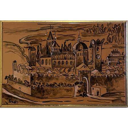 (1981) Veduta di Trento su formella. Realizzata a mano in 30 esemplari per la...