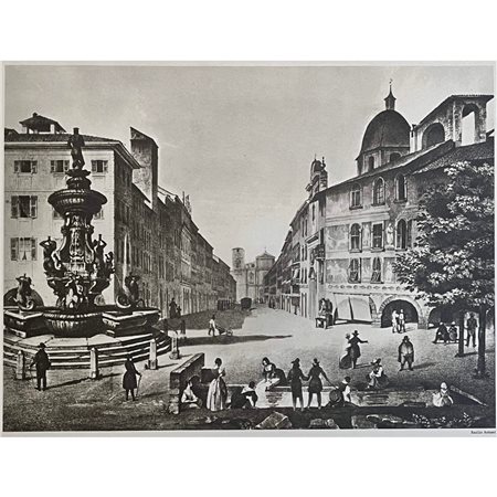 Basilio Armani (metà 800), Trento: veduta di via Belenzani da Piazza del...