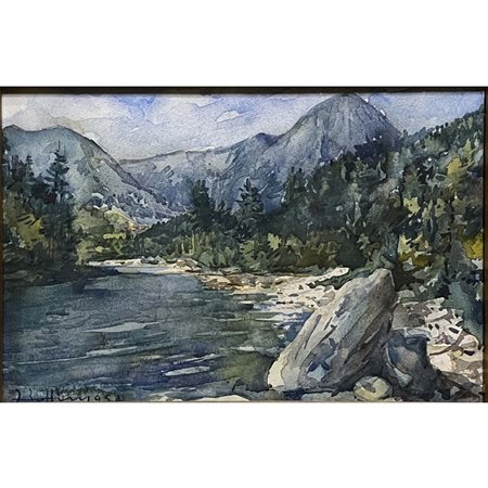 Dino Bottini (1954), Ponte Arche - Fiume sarca (Comano Terme, TN), acquerello...