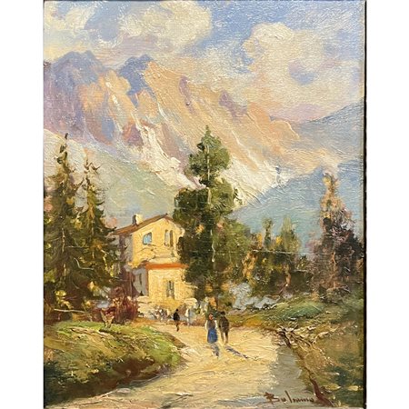 Fine 800 - inizio 900, Olio su tavola, titolato al retro "La nazione dove...