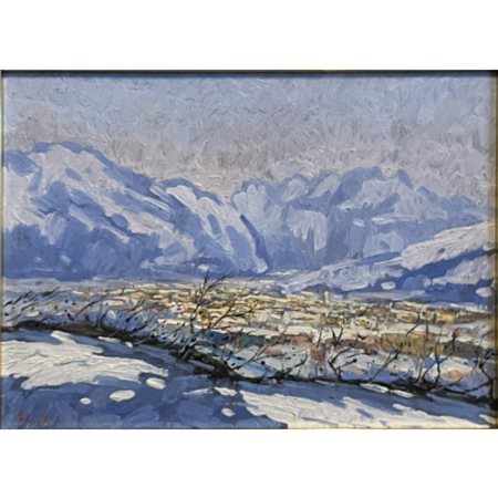 XX° sec., Paesaggio, iscrizione al retro "Il Ritrovo degli Artisti" di...