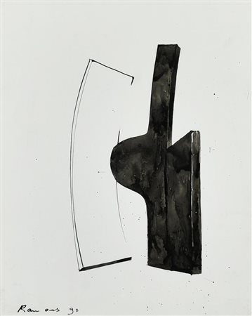 Carlo Ramous SENZA TITOLO, 1990 tecnica mista su carta, cm 30x24 firma e data