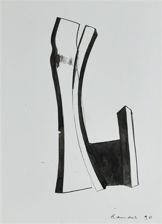 Carlo Ramous SENZA TITOLO, 1990 tecnica mista su carta, cm 33x24 firma e data