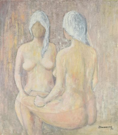 Carlo Brenna LO SPECCHIO, 1972 olio su tela, cm 60x70 sul retro: firma,...