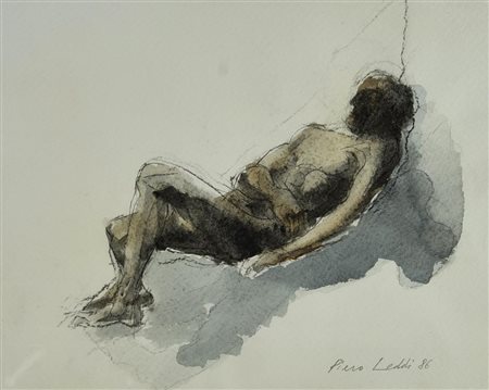 Piero Leddi SENZA TITOLO, 1986 tecnica mista su carta, cm 24x29,5 firma e data