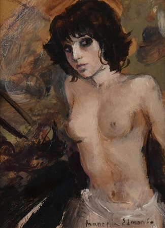 Edmondo Maneglia NUDO FEMMINILE olio su cartone, cm 23x17 firma