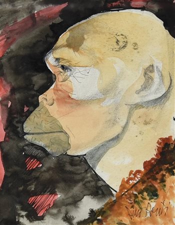 Pino Ponti SENZA TITOLO tecnica mista su carta, cm 19x15 firma