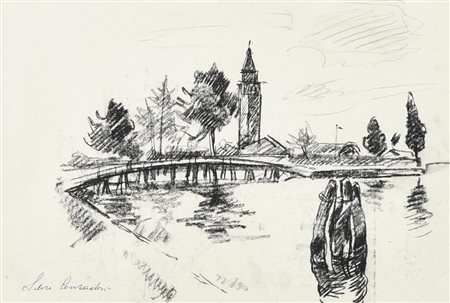 Silvio Consadori LAGUNA VENEZIANA carboncino su carta, cm 23x33 firma