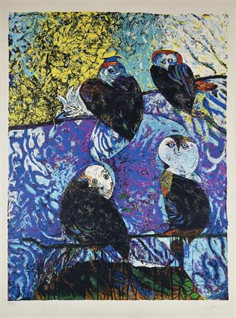 Gianni Dova SENZA TITOLO serigrafia, cm 100x70; es. XVII/C firma, tiratura e...