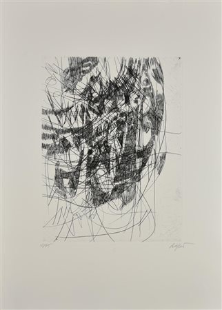 Piero Ruggeri COMPOSIZIONE acquaforte su carta Magnani, cm 29,5x39,5, su...