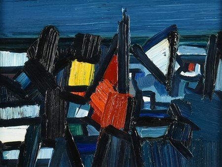 Mario Signori SENZA TITOLO (BURANO), 1995 olio su tela, cm 23,5x30 firma sul...