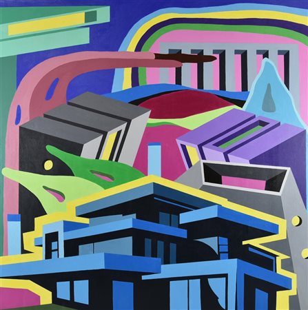 Tancredi Fornasetti SCENOGRAFIA METROPOLITANA, 2024 acrilico su tela, cm...