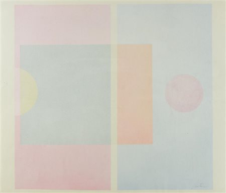 Romano Santucci SEQUENZA COSMICA, 1974 olio su tela, cm 58x69 firma sul...