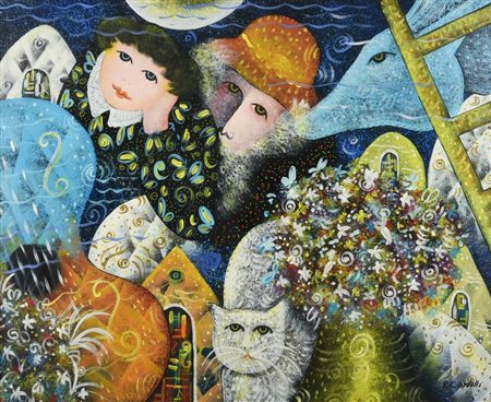 Raimondo Cardelli L'INNOCENZA E LA SAGGEZZA olio su tela, cm 50x60 firma sul...