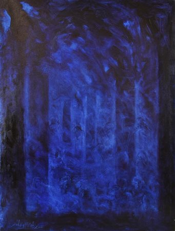 Ignoto SENZA TITOLO olio su tela, cm 100x75 firma