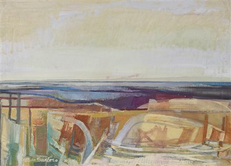 Tano Santoro VICINO AL MARE, 1971 olio su tela, cm 50x70 firma sul retro:...