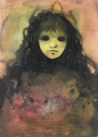 Enrico Colombotto Rosso SENZA TITOLO tecnica mista su carta, cm 49x33,5 firma