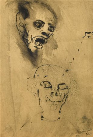 Enrico Colombotto Rosso RITRATTI, 1955 china su carta, cm 35,5x24 firma e data