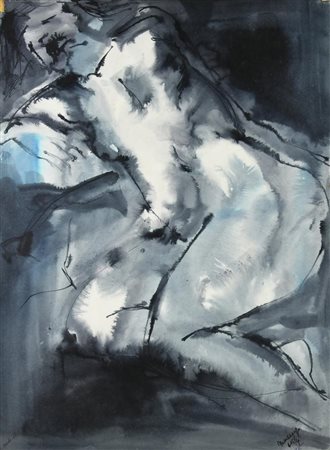 Luigi Marengo NUDO 11, 1965 china acquerellata su carta, cm 67x48,5 firma,...