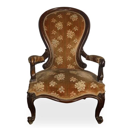 Poltrona in legno di palissandro e velluto