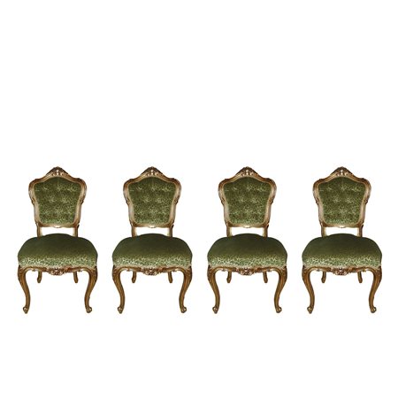 N°4 sedie in legno dorato, 19° secolo