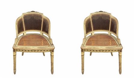 Coppia di poltroncine laccate, 19° secolo