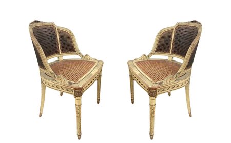 Coppia di poltroncine laccate, 19° secolo