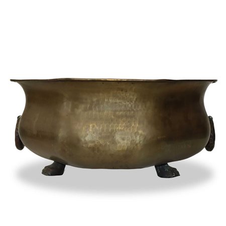 Grande cachepot ottagonale in metallo bronzato