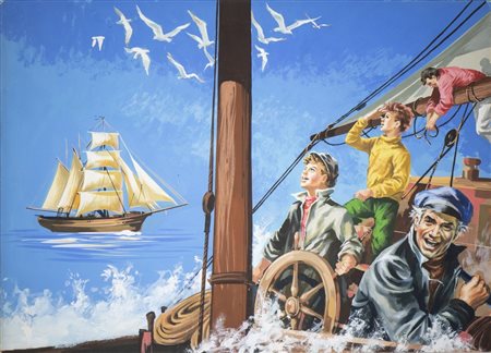 Maraja Libico - Illustrazione d'avventura probabilmente per L'isola del Tesoro di Stevenson.