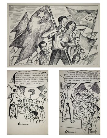 Medaglia Claudio (1919 - 1997) - Tre vignette sulla F.G.C.