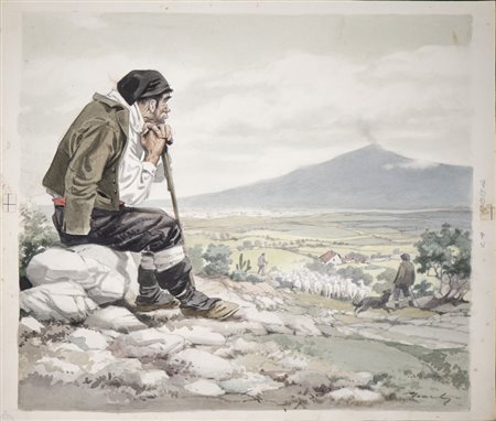 MOLINO  WALTER (1915 - 1997) - La Roba - illustrazione per la novella di Giovanni Verga.