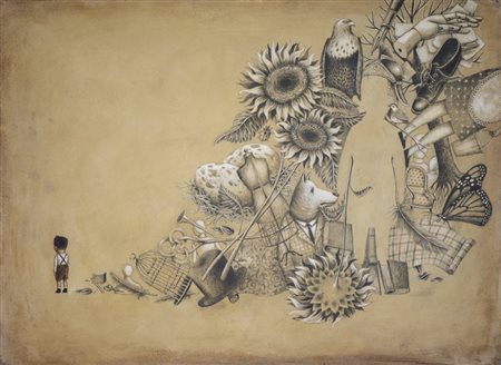 Amit Ofra (n. 1967) - Niente, nulla, il vento -  Illustrazione per "Bruno, Il bambino che imparò a Volare" di Nadia Terranova per Orecchio Acerbo editore.