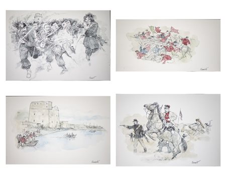 MANNELLI RICCARDO - Una serie di quattro tavole sul Risorgimento italiano legate ad un racconto dello scrittore Paolo Rumiz per la Repubblica.