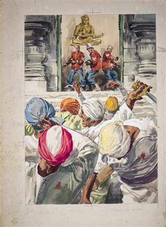 Ciriello Averardo (1918 - 2016) - Bozzetto per film  "I tre sergenti del Bengala".