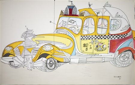 STEINBERG SAUL (1914 - 1999) - New York Taxi Cab.